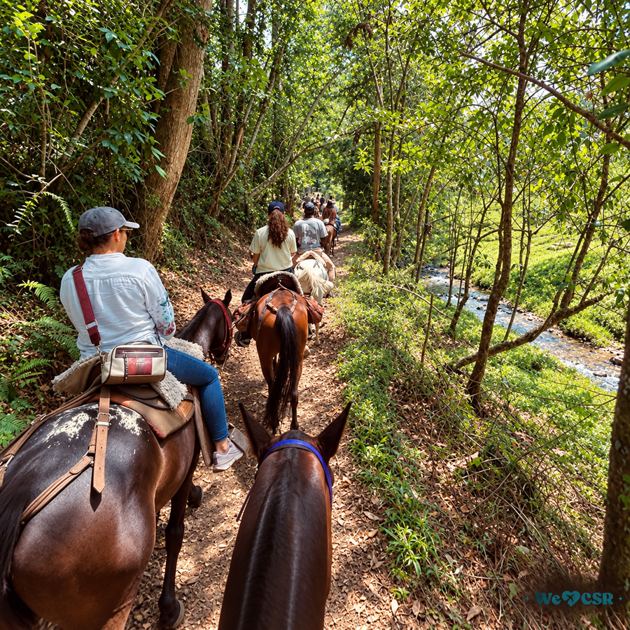 Caballo, bosque y picnic